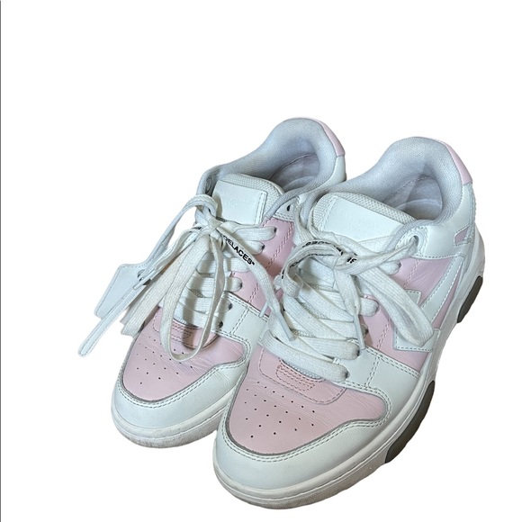 Off-White Logo Leather Pink & White Sneakers - Picture 3 of 9